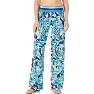 Trina Turk Blue and Green Paisley Swim Coverup Pants